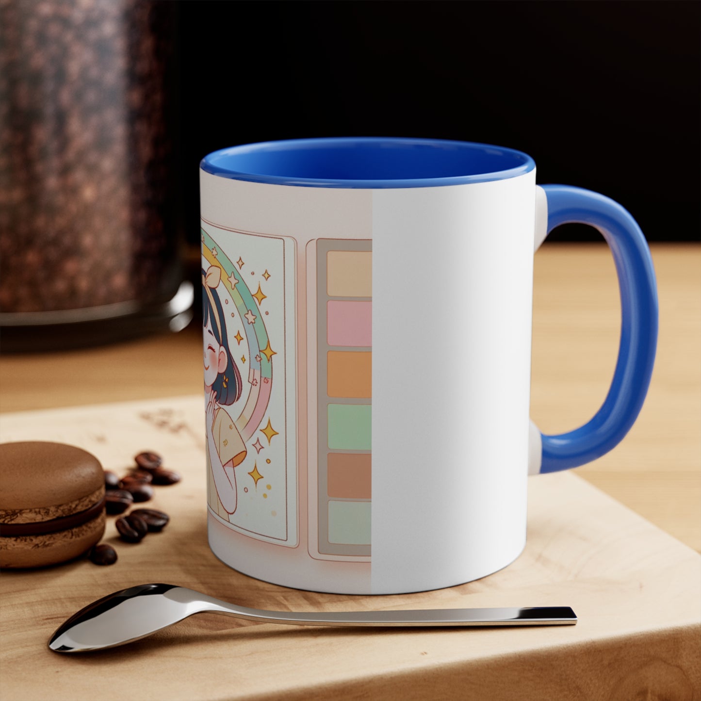 Cute Girl Illustration for Cozy Mornings | 11oz White Ceramic Coffee Cup in 4 Colors