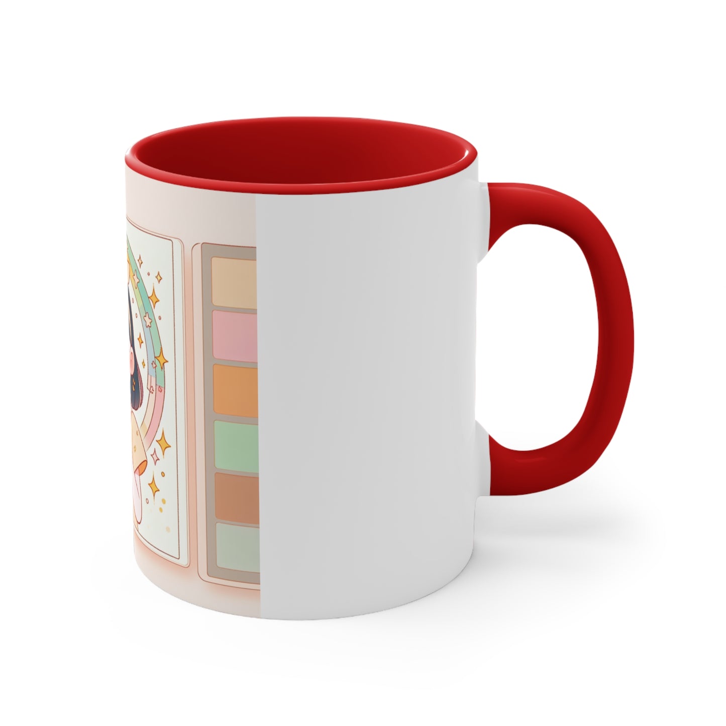 Cute Girl Illustration for Cozy Mornings | 11oz White Ceramic Coffee Cup in 4 Colors