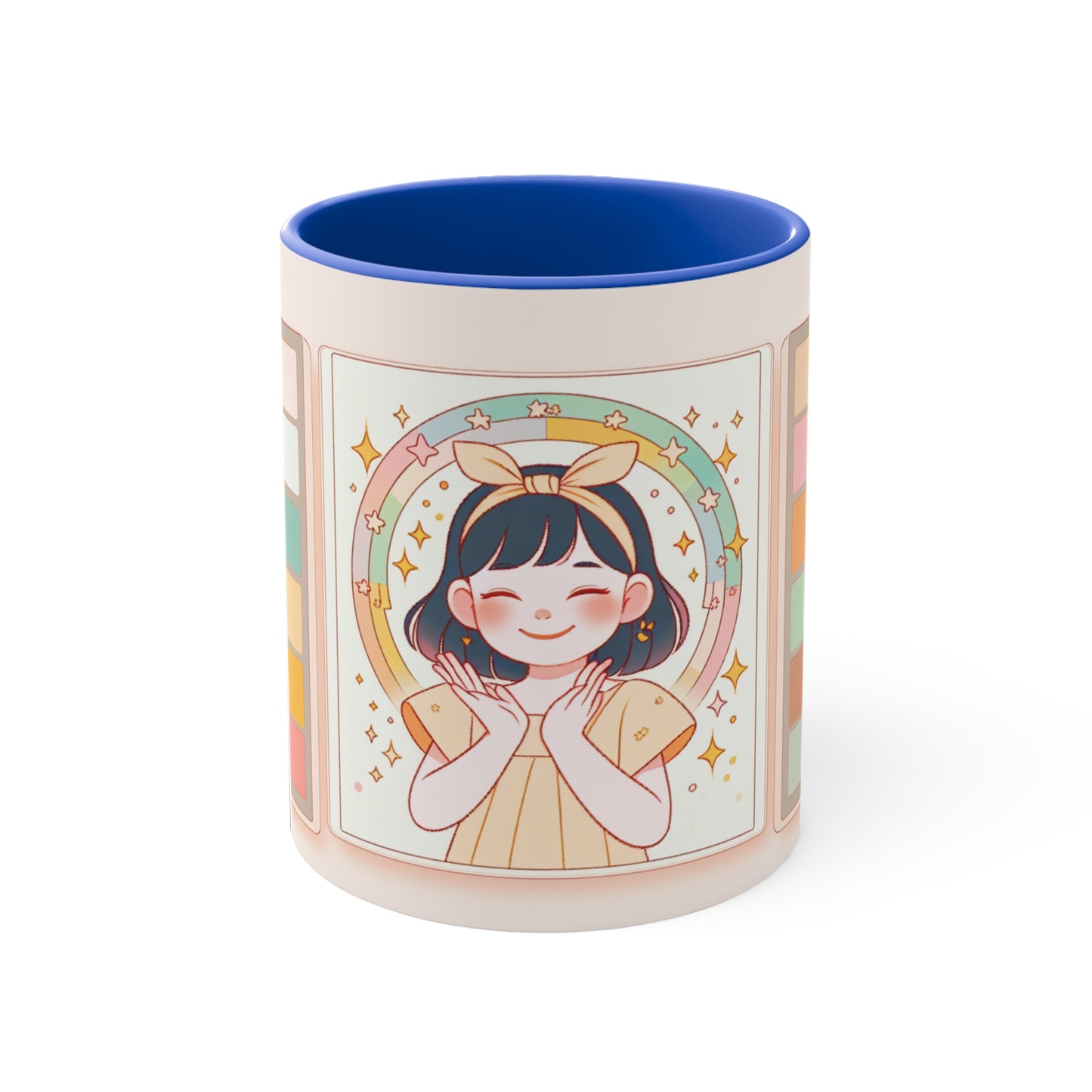 Cute Girl Illustration for Cozy Mornings | 11oz White Ceramic Coffee Cup in 4 Colors