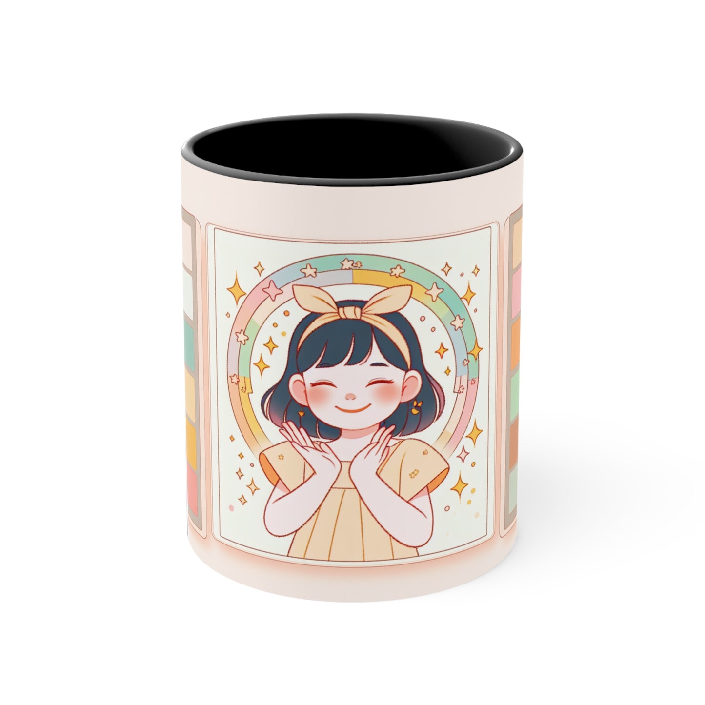 Cute Girl Illustration for Cozy Mornings | 11oz White Ceramic Coffee Cup in 4 Colors