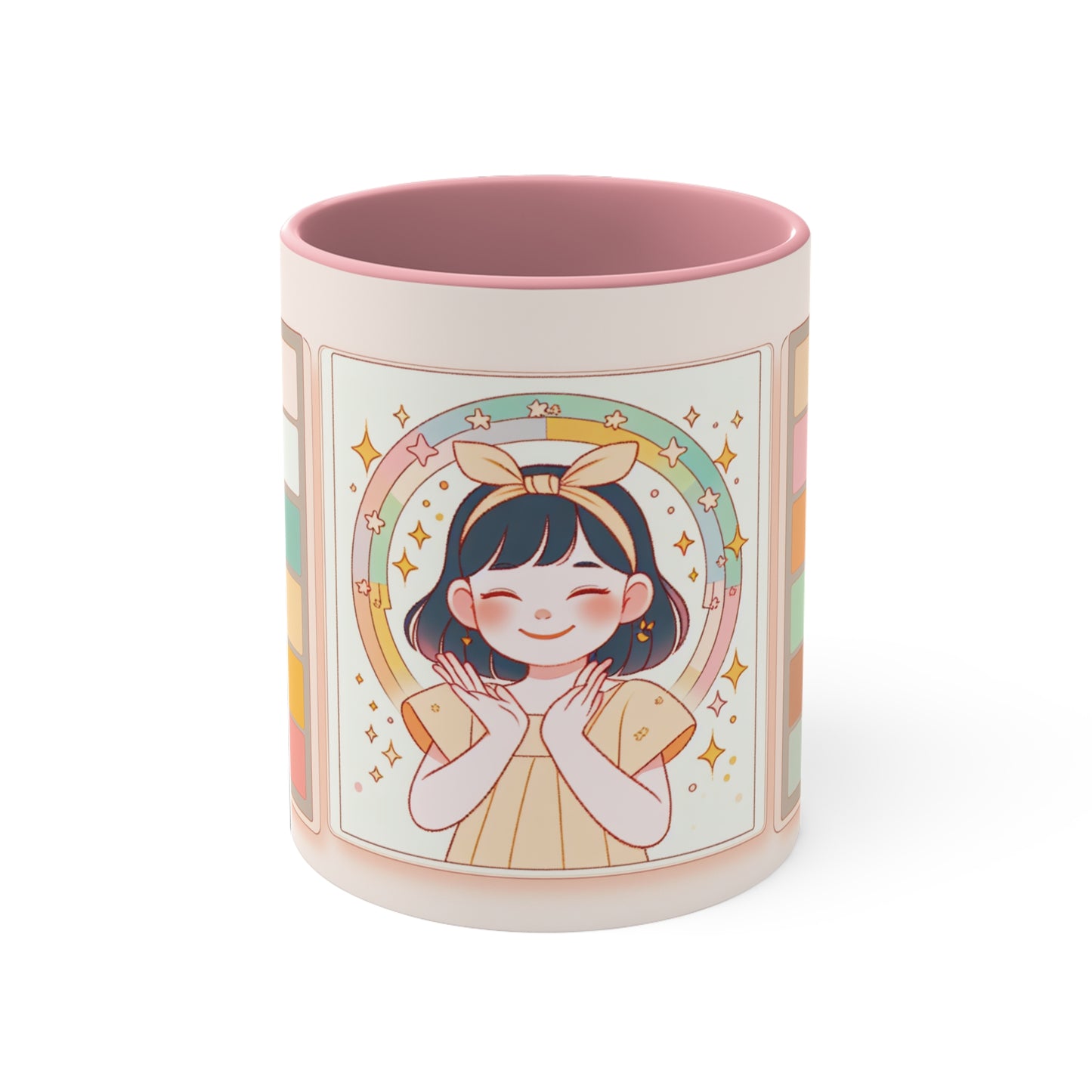 Cute Girl Illustration for Cozy Mornings | 11oz White Ceramic Coffee Cup in 4 Colors