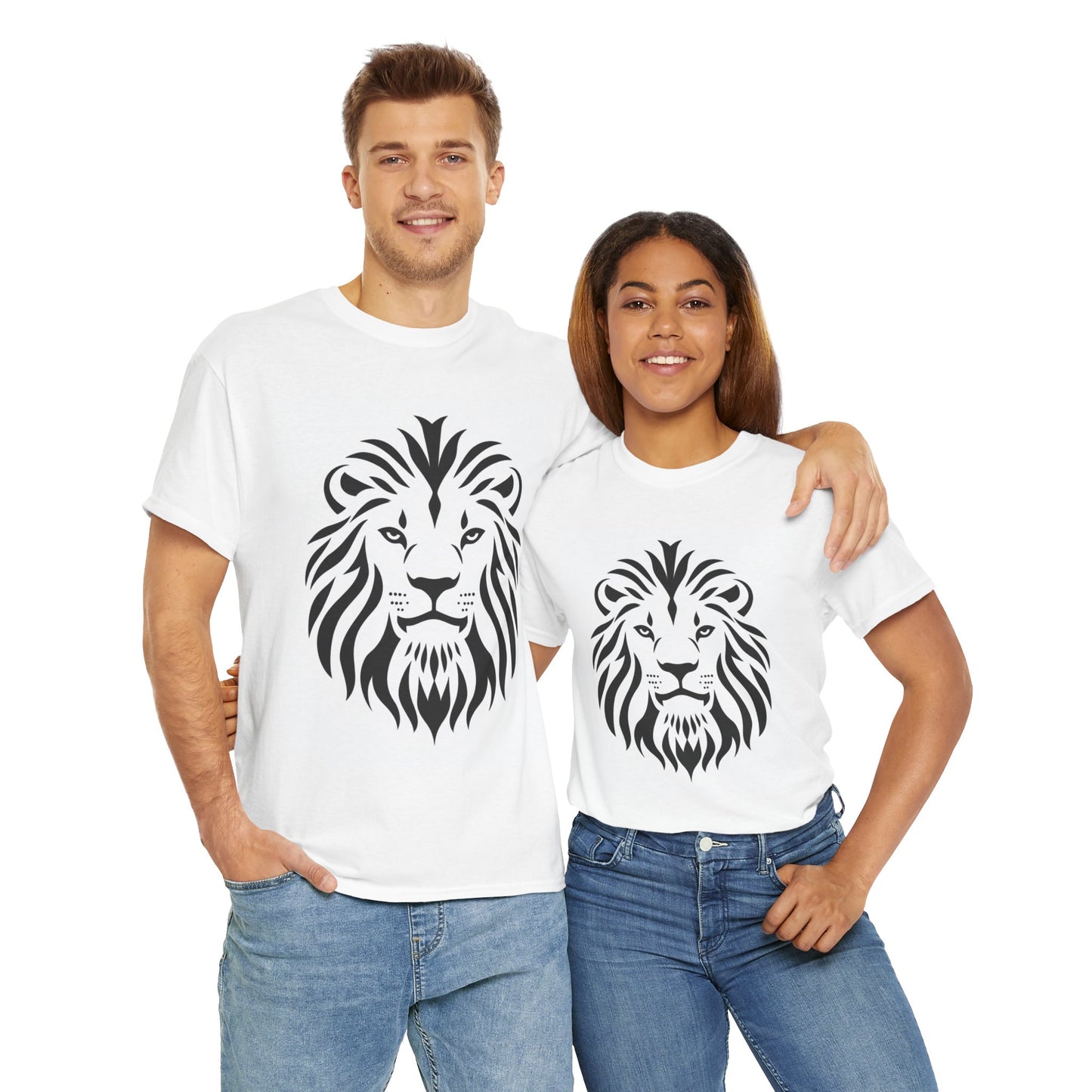 Lion Graphic Unisex Heavy Cotton Tee - Bold and Stylish Casual Wear