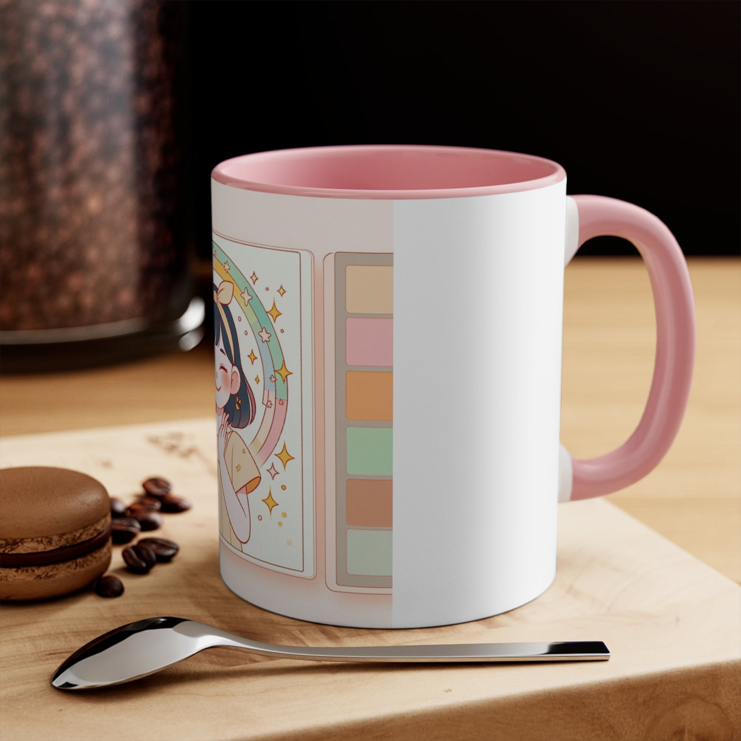 Cute Girl Illustration for Cozy Mornings | 11oz White Ceramic Coffee Cup in 4 Colors