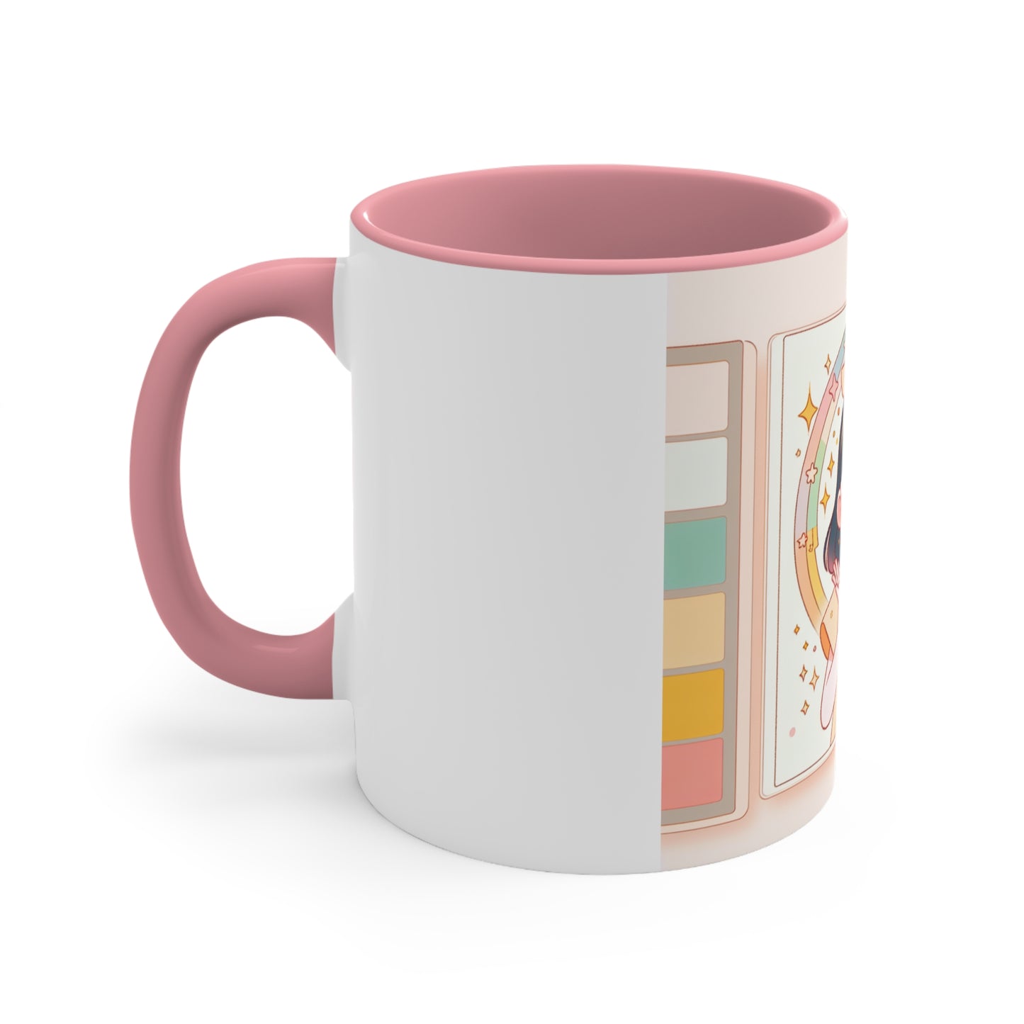 Cute Girl Illustration for Cozy Mornings | 11oz White Ceramic Coffee Cup in 4 Colors