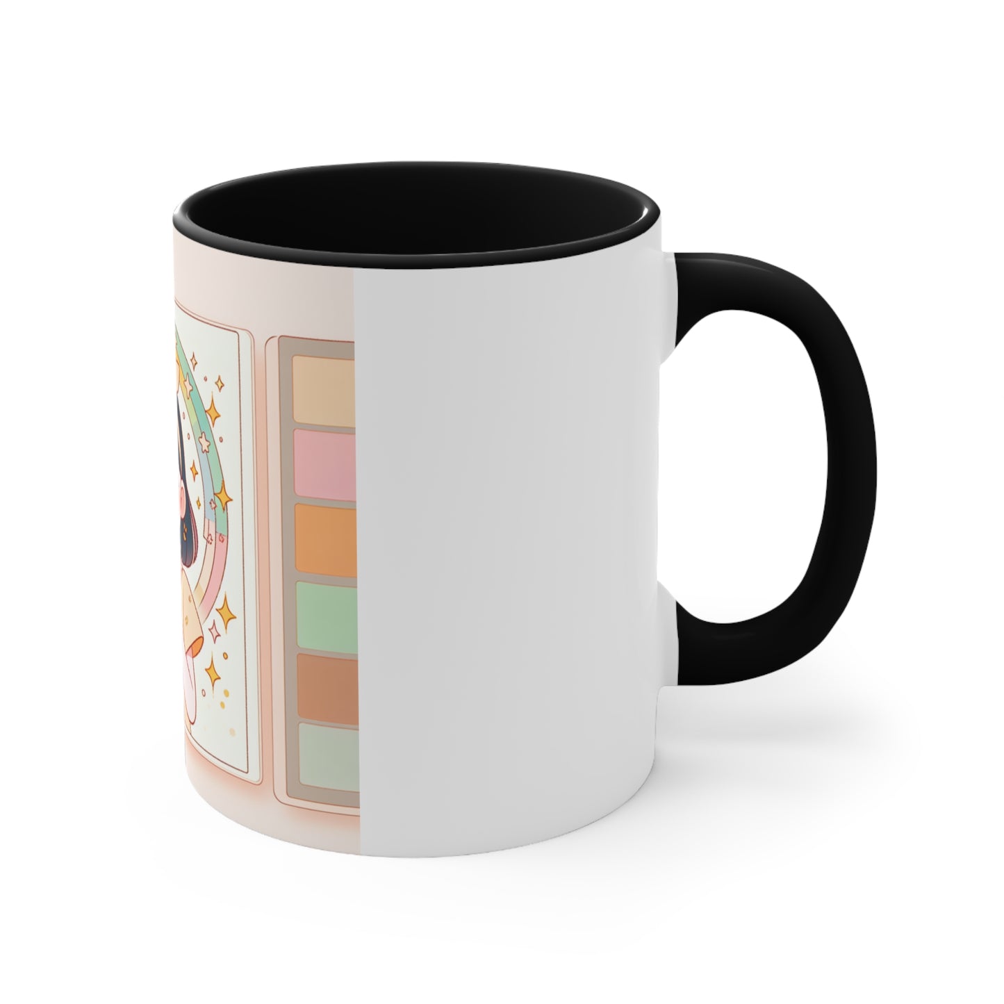 Cute Girl Illustration for Cozy Mornings | 11oz White Ceramic Coffee Cup in 4 Colors