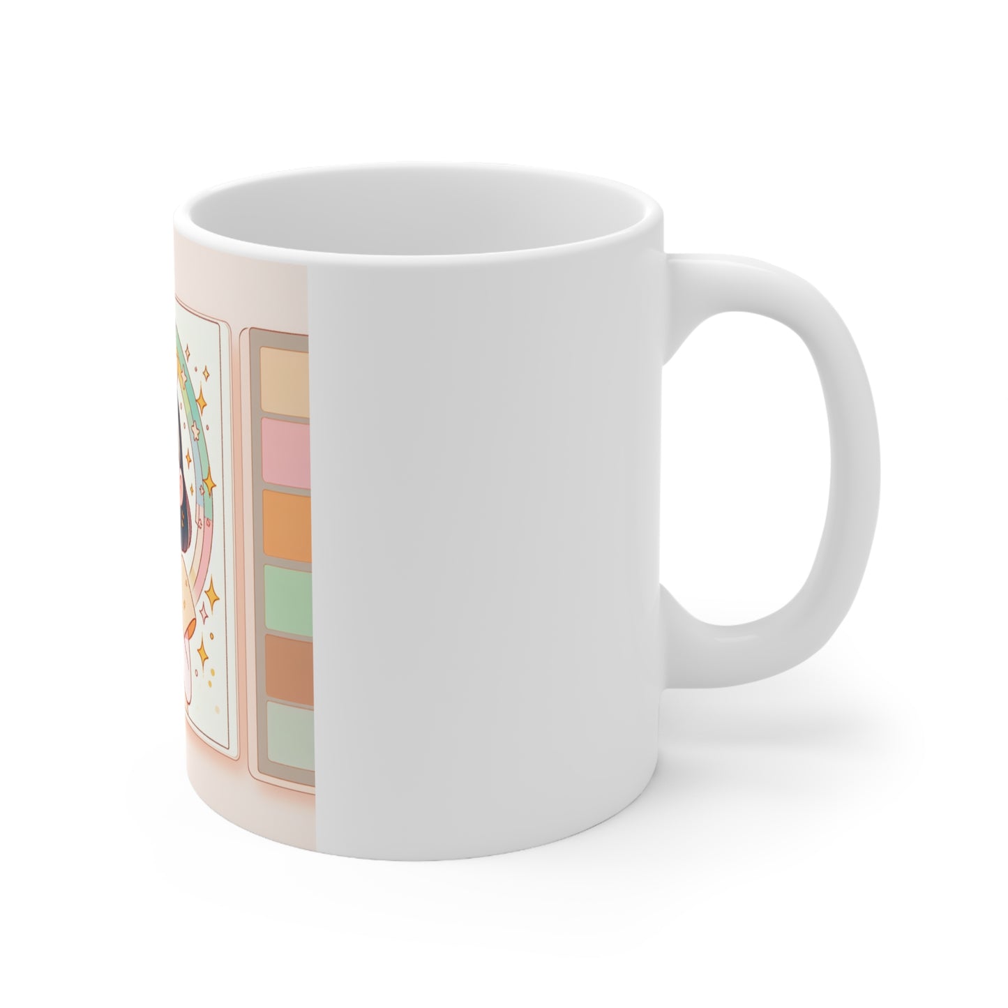 Cute Girl Illustration for Cozy Mornings | 11oz White Ceramic Coffee Cup