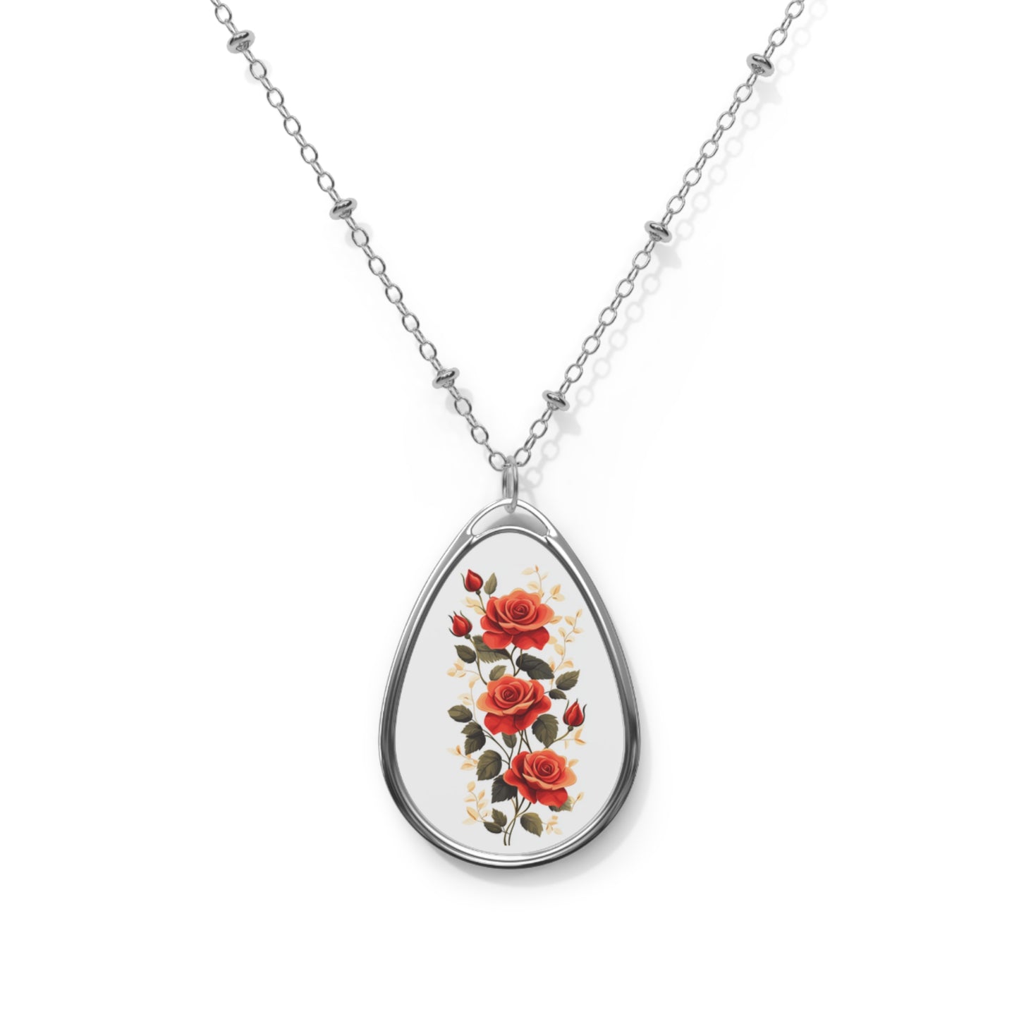 Floral Oval Necklace | Elegant Silver Jewelry for Women