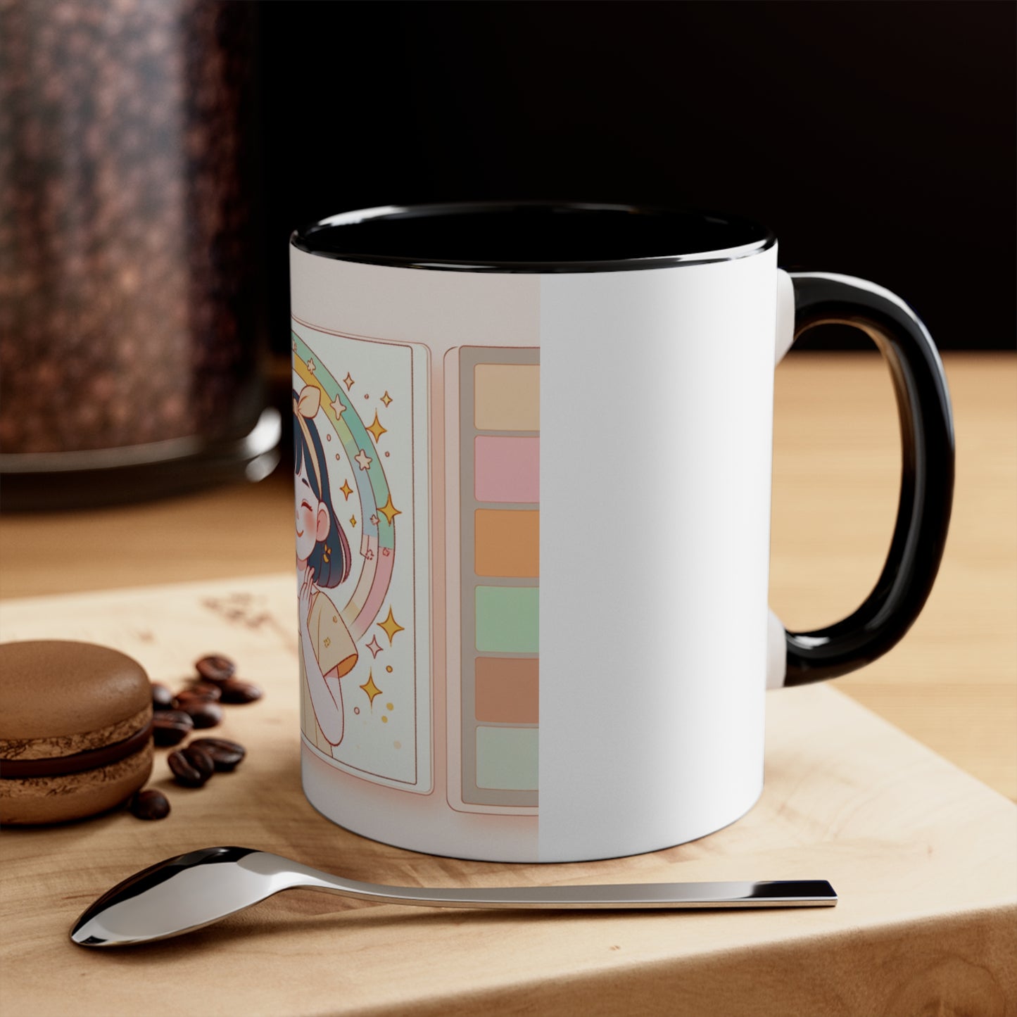 Cute Girl Illustration for Cozy Mornings | 11oz White Ceramic Coffee Cup in 4 Colors