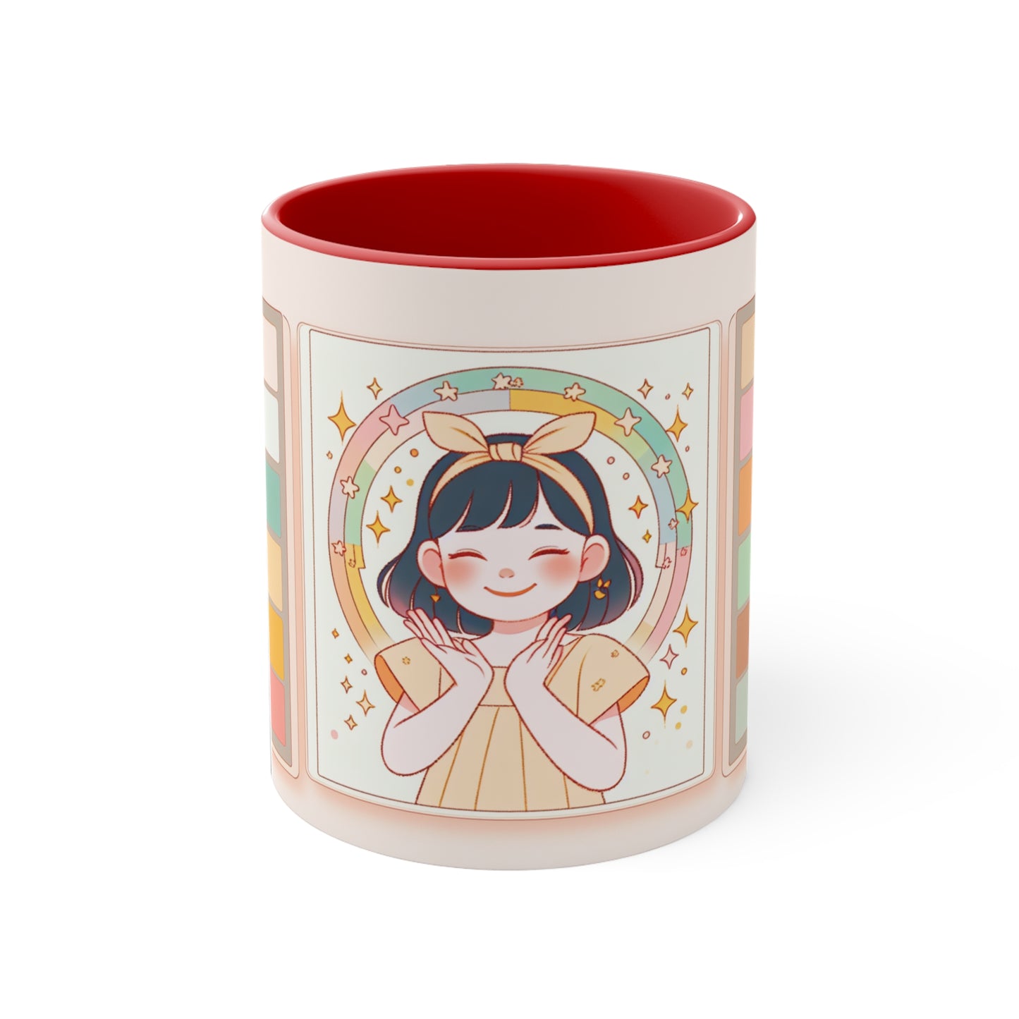 Cute Girl Illustration for Cozy Mornings | 11oz White Ceramic Coffee Cup in 4 Colors