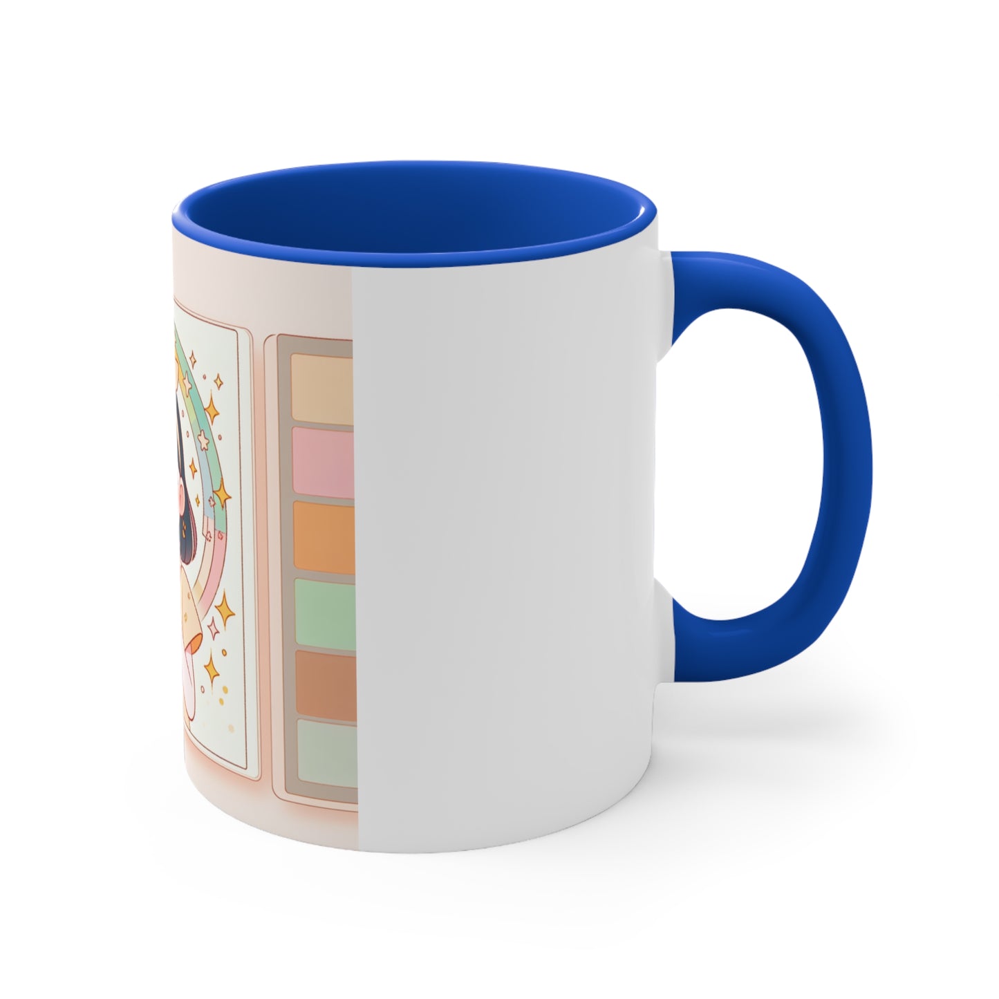 Cute Girl Illustration for Cozy Mornings | 11oz White Ceramic Coffee Cup in 4 Colors