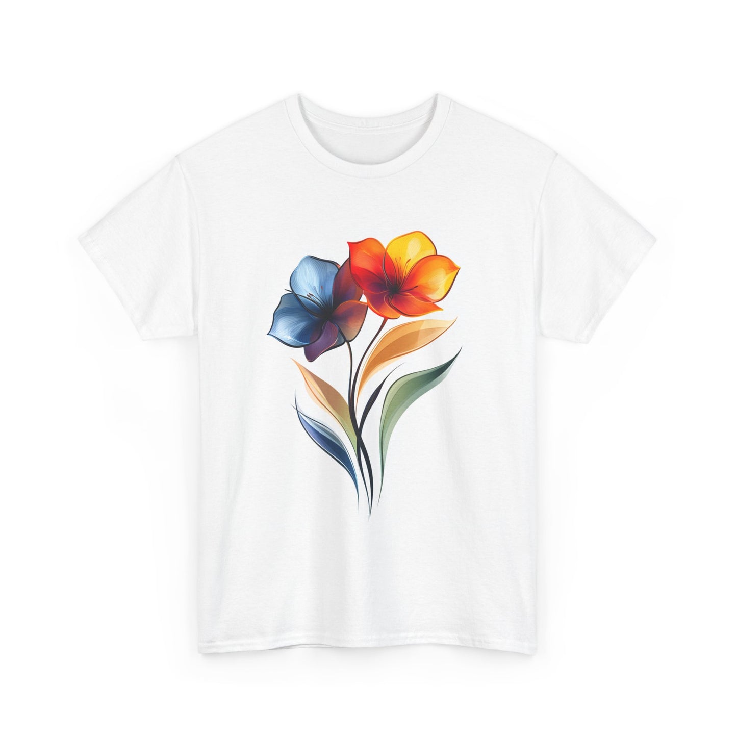 Floral Vibes Unisex Heavy Cotton Tee - Colorful Bloom Design