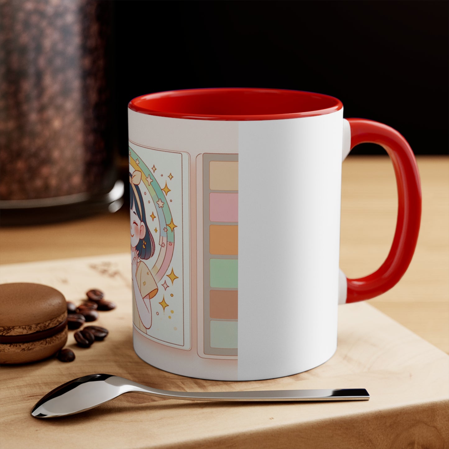 Cute Girl Illustration for Cozy Mornings | 11oz White Ceramic Coffee Cup in 4 Colors