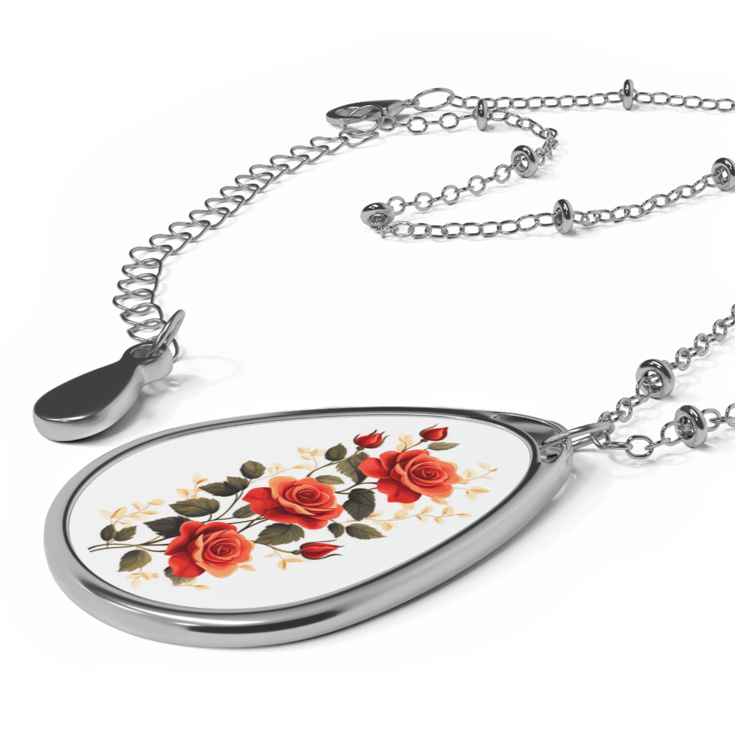 Floral Oval Necklace | Elegant Silver Jewelry for Women