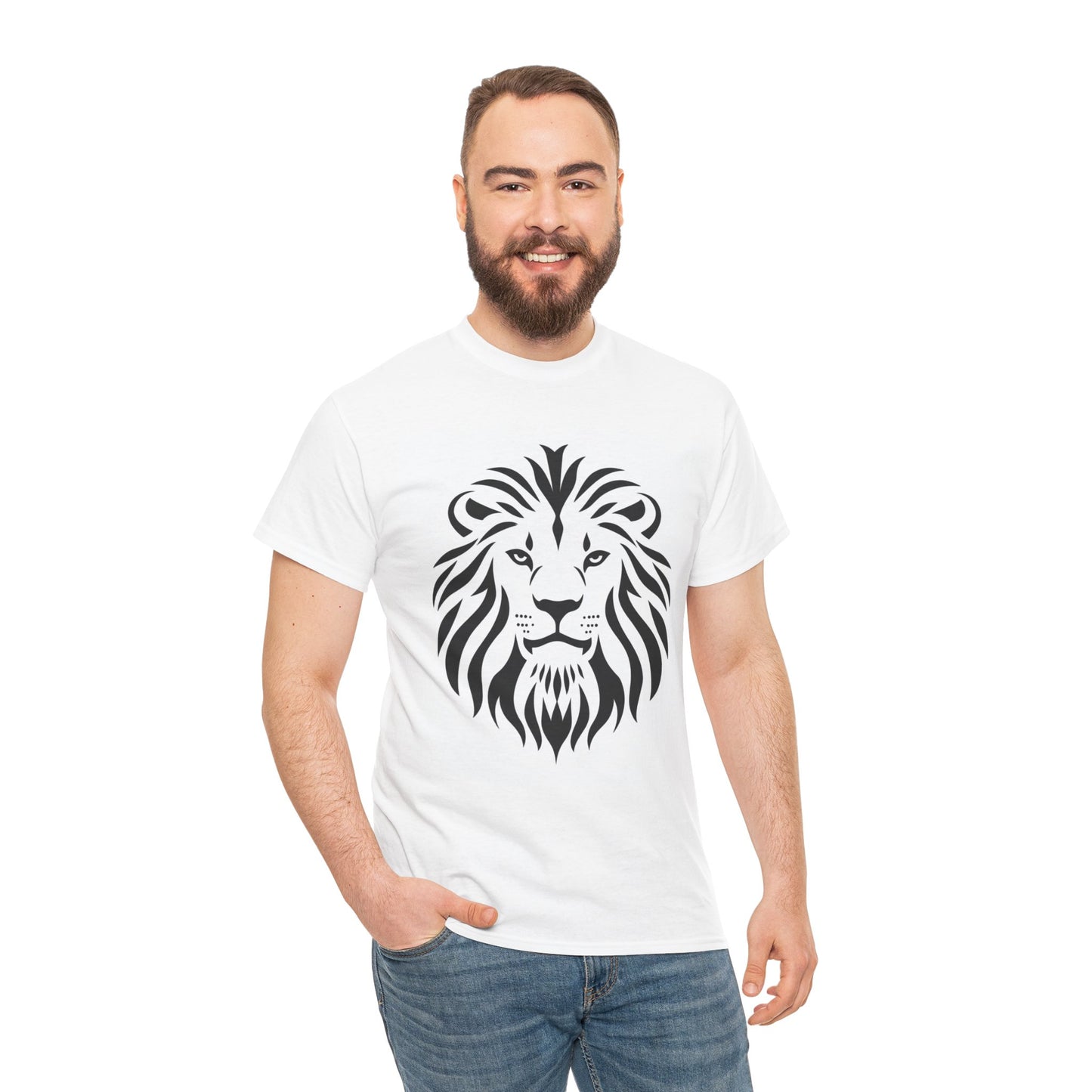 Lion Graphic Unisex Heavy Cotton Tee - Bold and Stylish Casual Wear